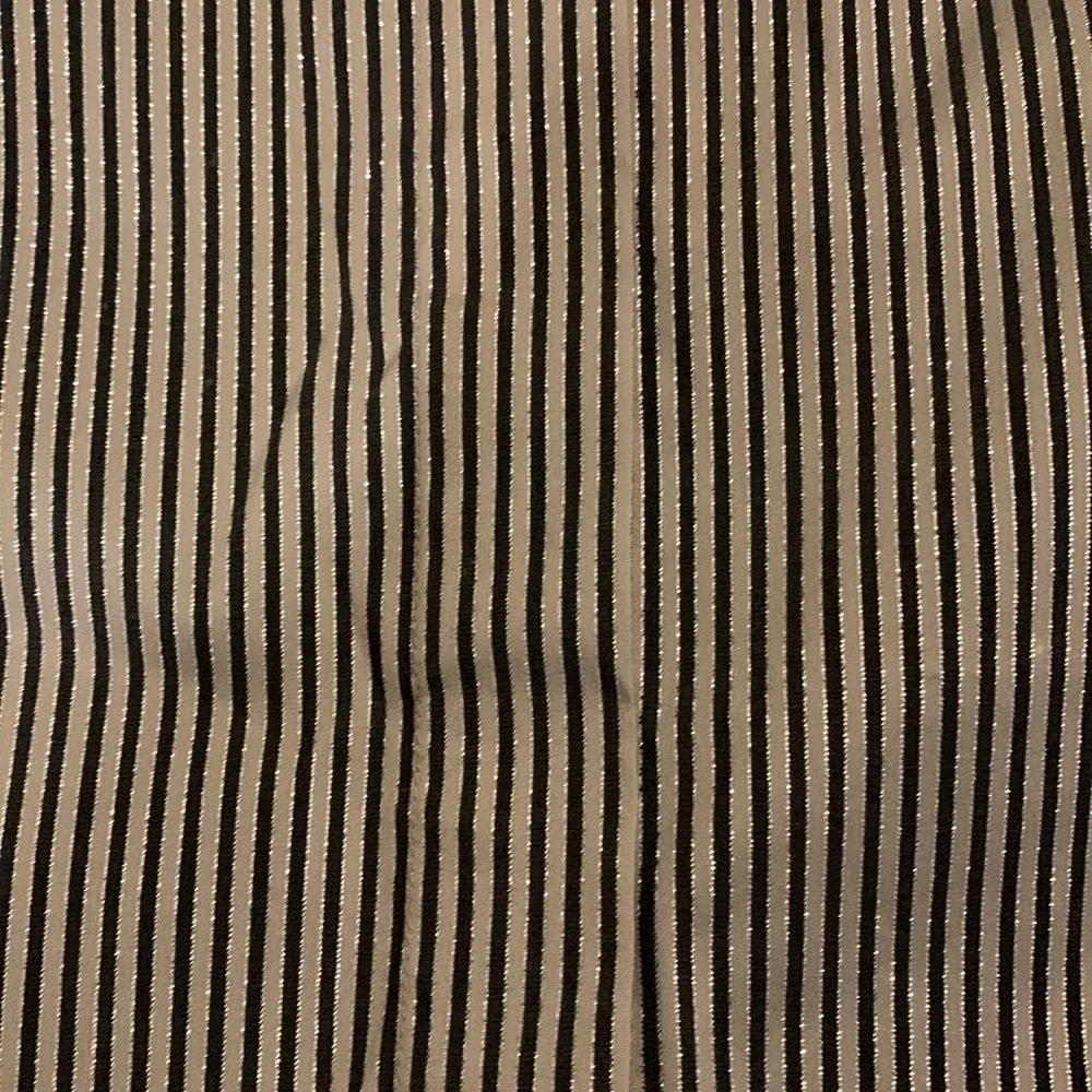 LAFAYETTE 148 NY Stripe Shimmer Button Down Long Sleeve Blouse Black Beige SZ 10 - Picture 5 of 16